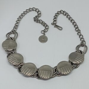 * vintage modernist silver tone discs choker necklace 16.5"